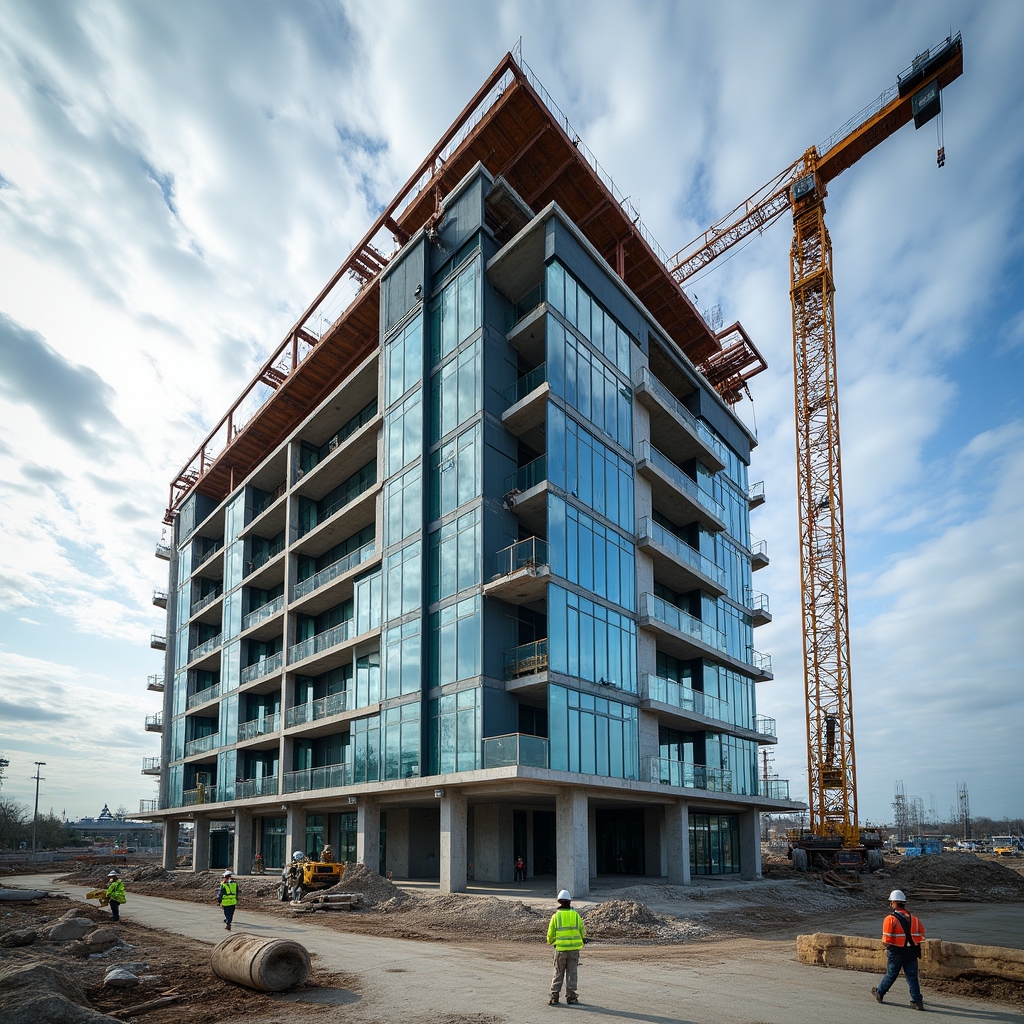 Commercial development construction site overview