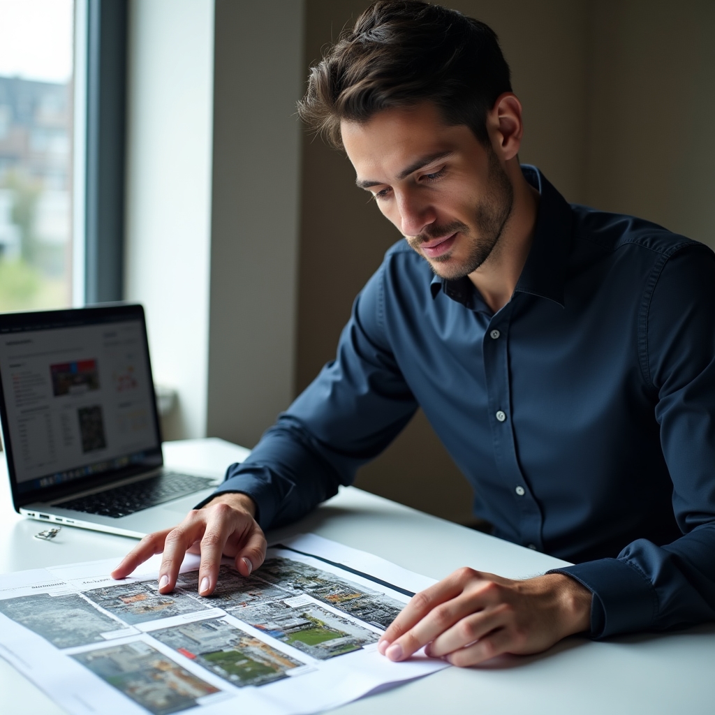 Developer reviewing a structured monthly photo progress report